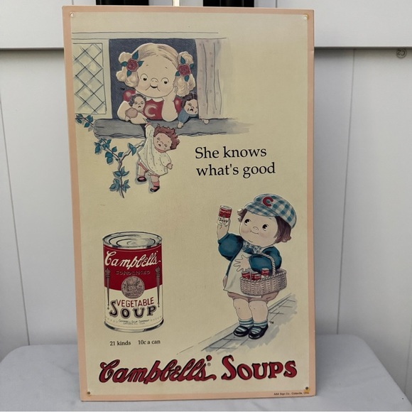 1993 Campbell’s Soup Metal Sign “She Knows” #5 of 20 Vintage AAA Co - Picture 1 of 8